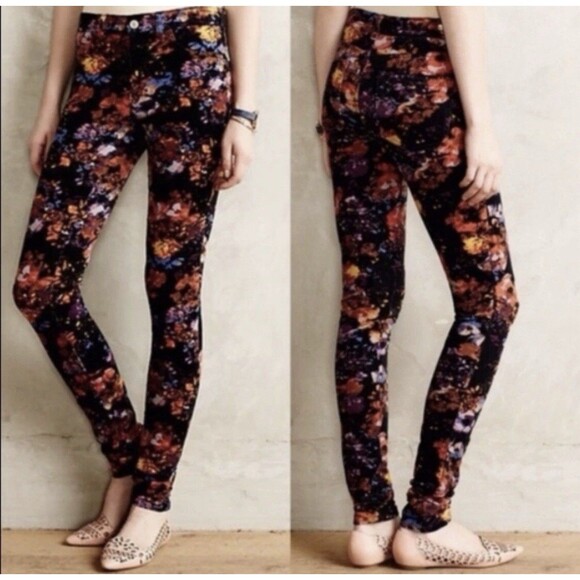 ANTHROPOLOGIE PILCRO and the Letterpress Floral Print Serif Corduroy Pants Sz 30 - Picture 1 of 7